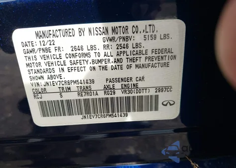 2023 Infiniti Q50 Sensory Awd из США, поврежденный, VIN JN1EV7CR6PM541439